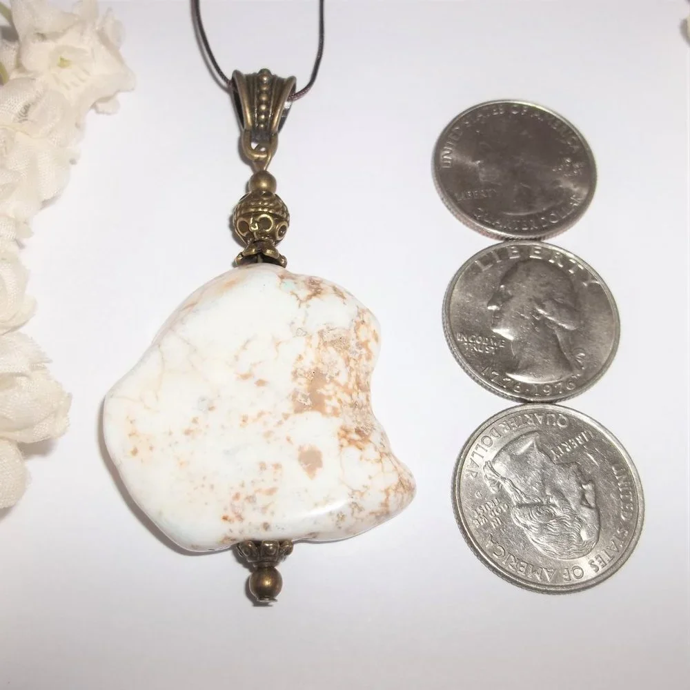 Beaded Statement Necklace Long or Short Choker Adjustable Length Cream Boho 7084